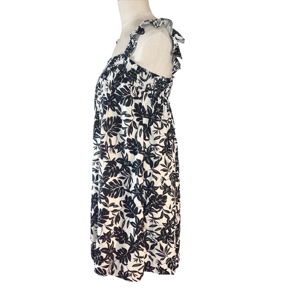Gianni Bini Linen Blend Black & Tan Tropical Floral Print Dress Sz S EUC Resort - Picture 4 of 7